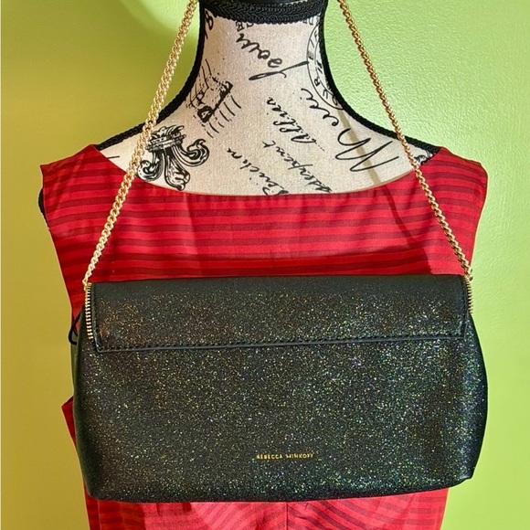 Rebecca Minkoff Black and Glitter Zip Clutch - Picture 10 of 13